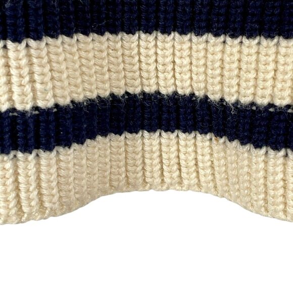Talbots Cotton Cashmere Cable Knit Peplum Striped Sweater Navy & Cream Size M - Picture 9 of 11